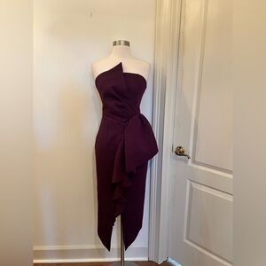 Elliatt Egg Plant Purple Strapless “Reception” Midi Dress NWT